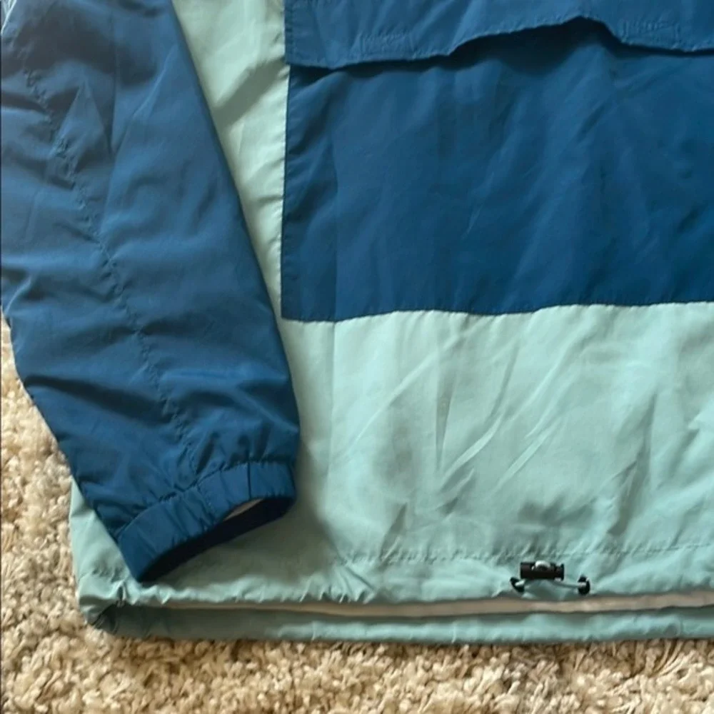 Arizona Jean Co Mens Colorblock Quarter Zip Windbreaker Jacket Teal Navy White M